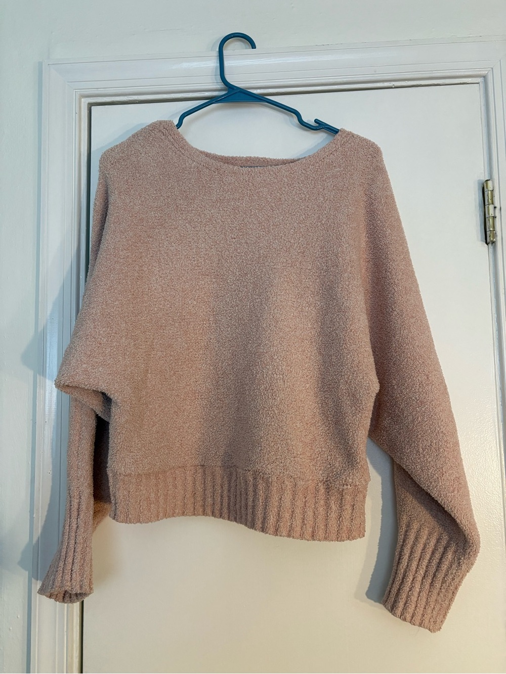 Kaisely Dusty Rose Crewneck Textured Pullover Sweater
